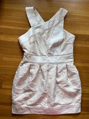 REISS asymmetrical sleeveless minidress cut-out peephole white 10 minimalist